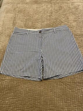 Lands' End Navy and White Geometric Print Bermuda Shorts